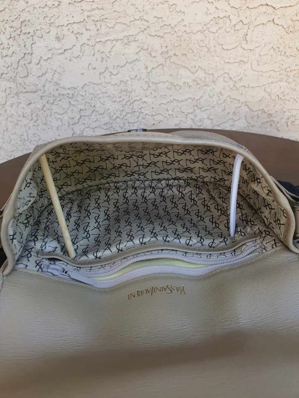 Yves Saint Laurent Flap Giraffe Prnt Coated Canvas/Tan Leather YSL Crossbody Bag - Picture 11 of 11